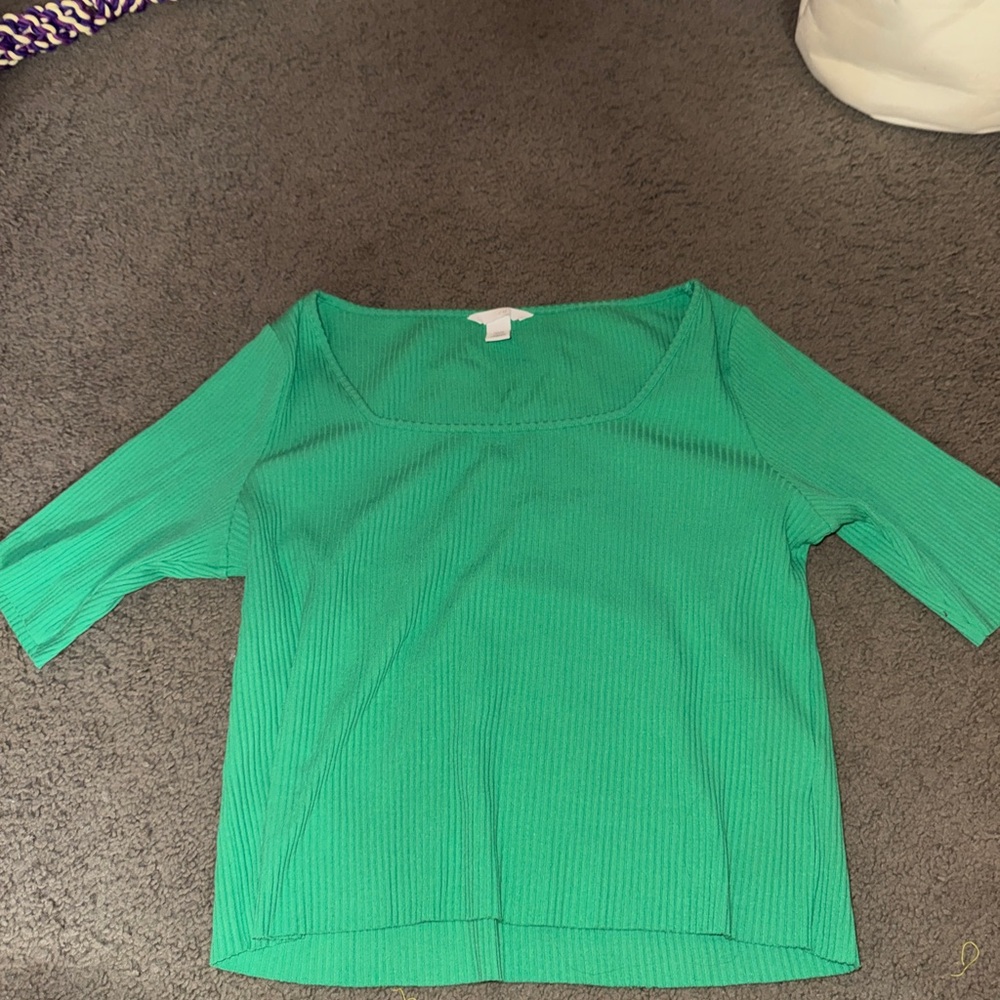 Green Ribbed Top